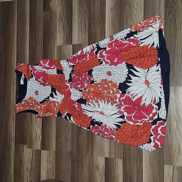 Eliza J Dress Size 0 i Sleeveless Navy, Pink & Orange Flora Pattern Flai… - Picture 2 of 9